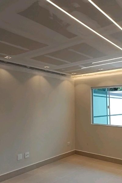 reforma residencial, Teto tabicado, molduras, iluminação, perfil de led